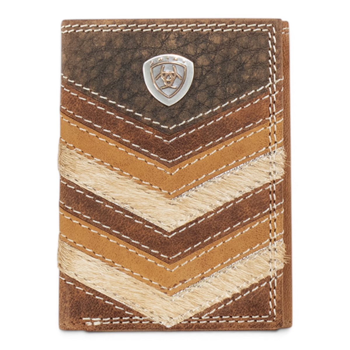 ARIAT MENS TRIFOLD STYLE WALLET CHEVRON PATCHWORK MULTICOLOR