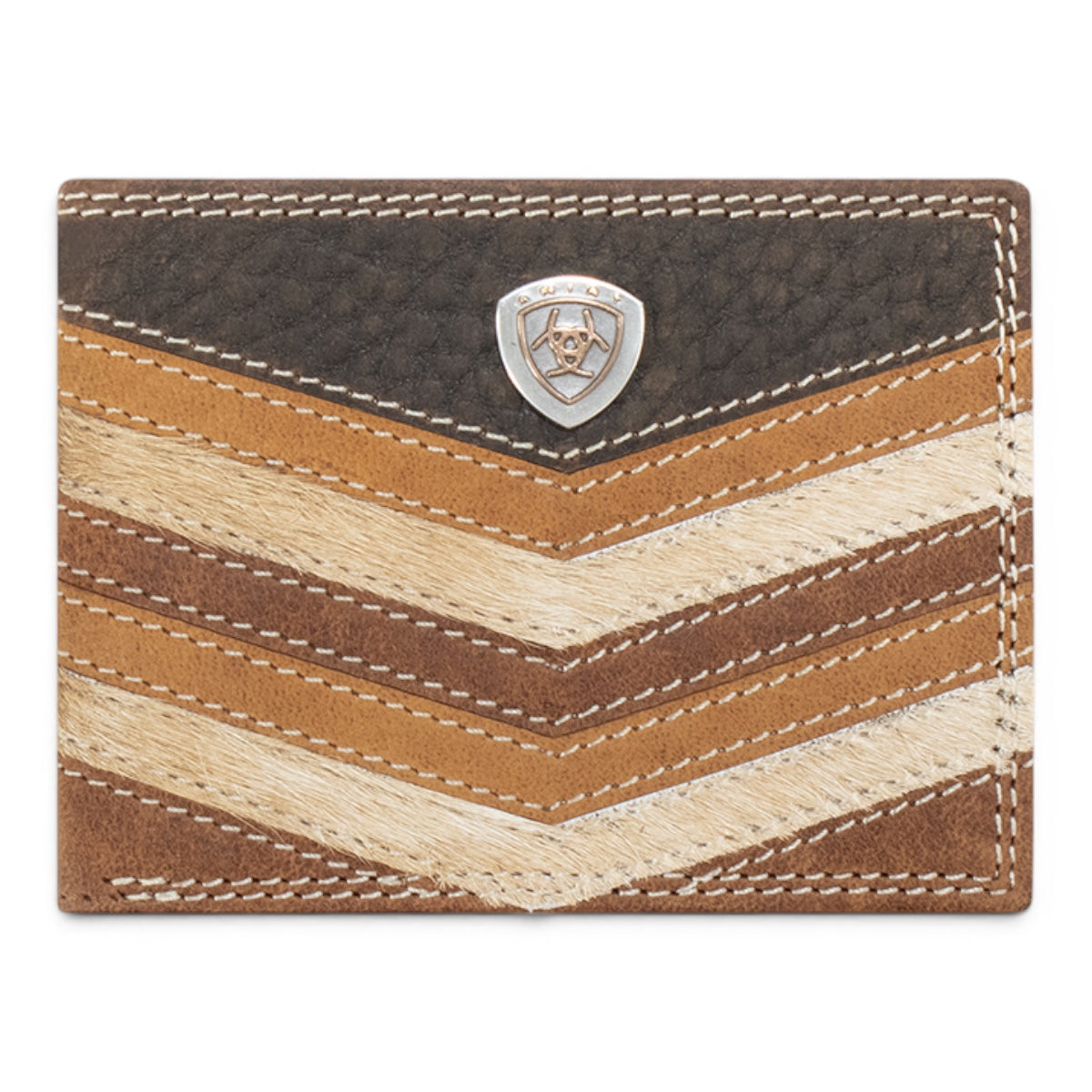 ARIAT MENS BIFOLD STYLE WALLET CHEVRON PATCHWORK MULTICOLOR