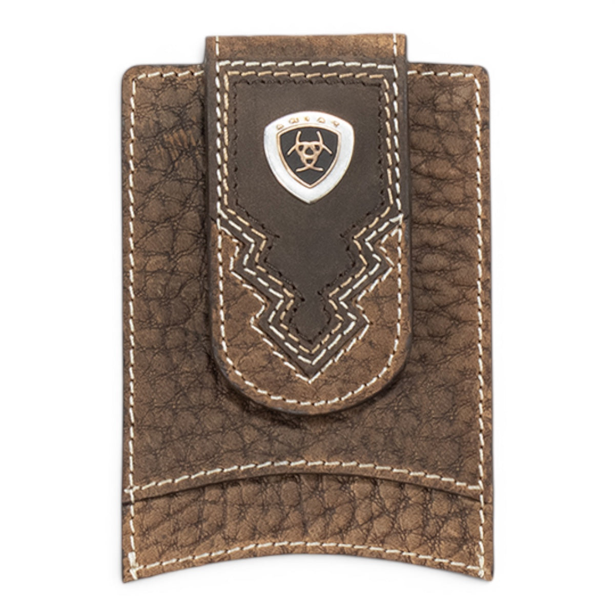 ARIAT MENS CARD CASE MONEY CLIP BROWN ROWDY