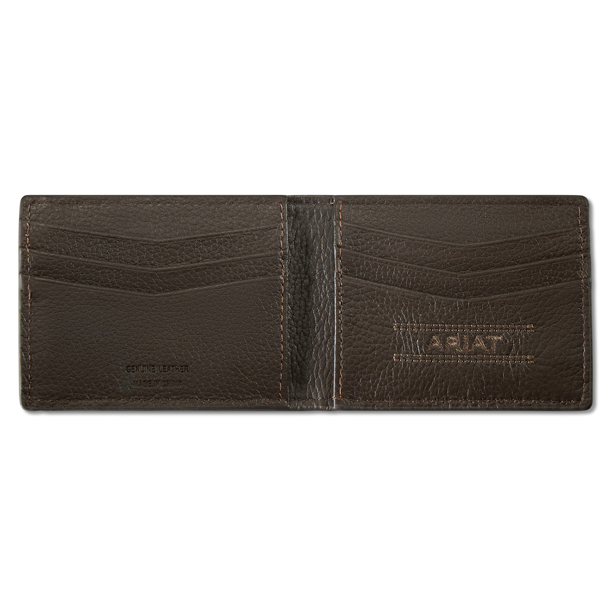 ARIAT MENS MONEY CLIP STYLE WALLET LASER ETCHED SHIELD BROWN