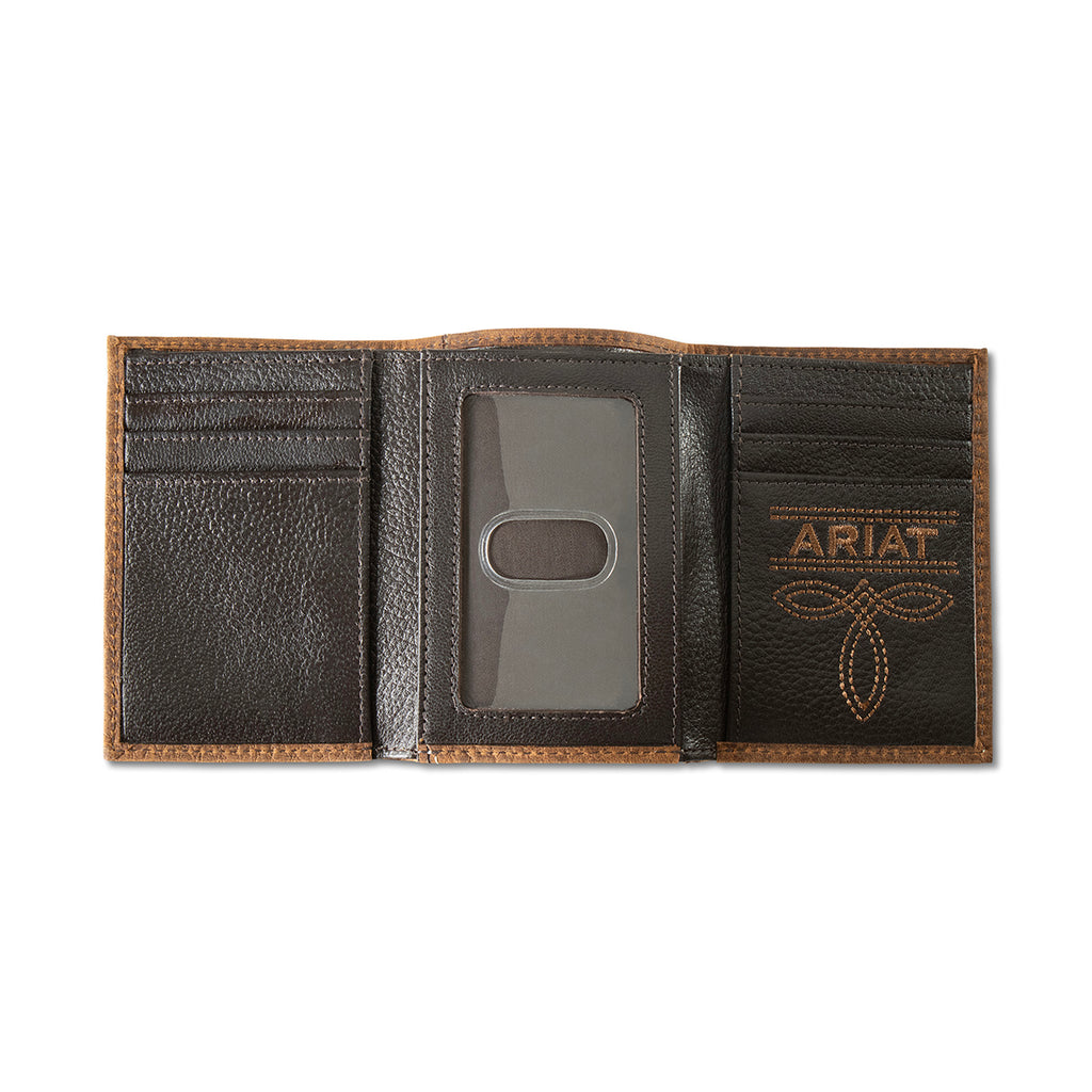 ARIAT TRIFOLD WALLET INLAY PATCH BROWN