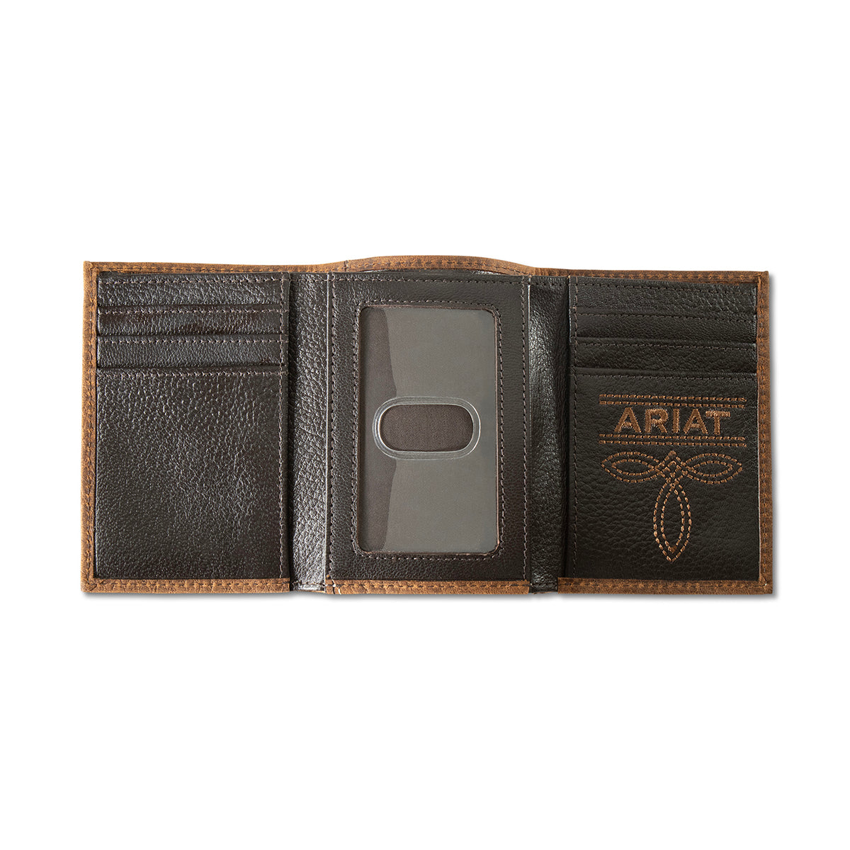 ARIAT TRIFOLD WALLET INLAY PATCH BROWN