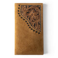 ARIAT MENS RODEO STYLE WALLET ROUGHOUT FLORAL OVERLAY TAN