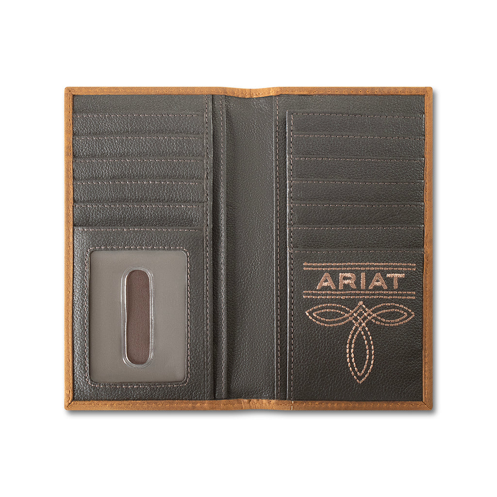 ARIAT MENS RODEO STYLE WALLET PATCHWORK LARGE EMBOSSED MULTICOLOR