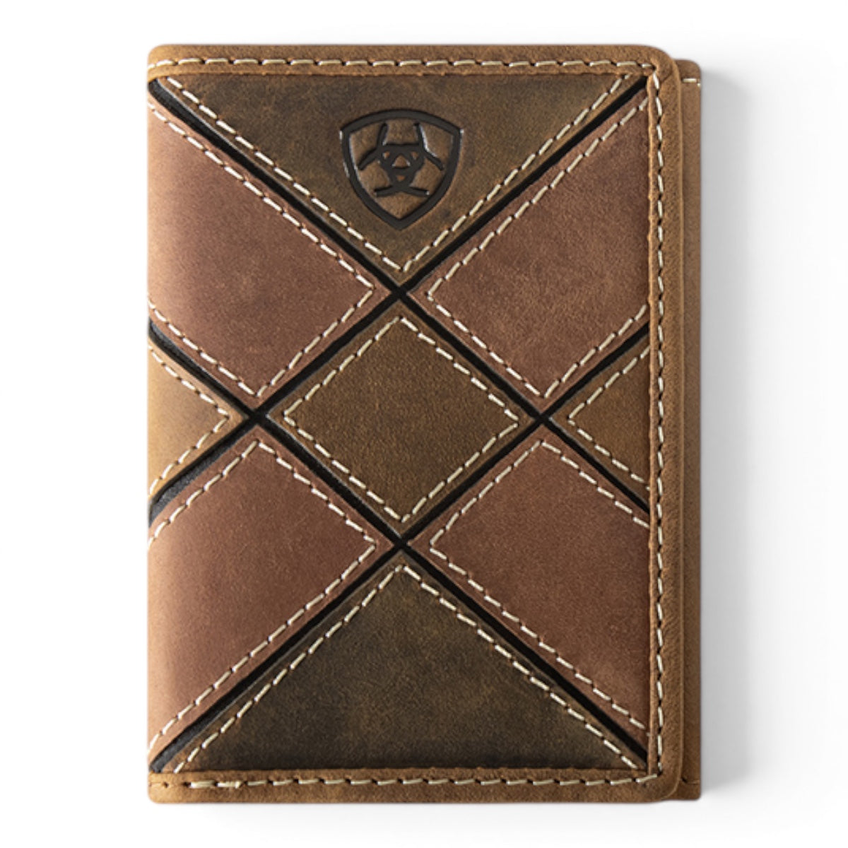 ARIAT MENS TRIFOLD STYLE WALLET PATCHWORK EMBOSSED MULTICOLOR