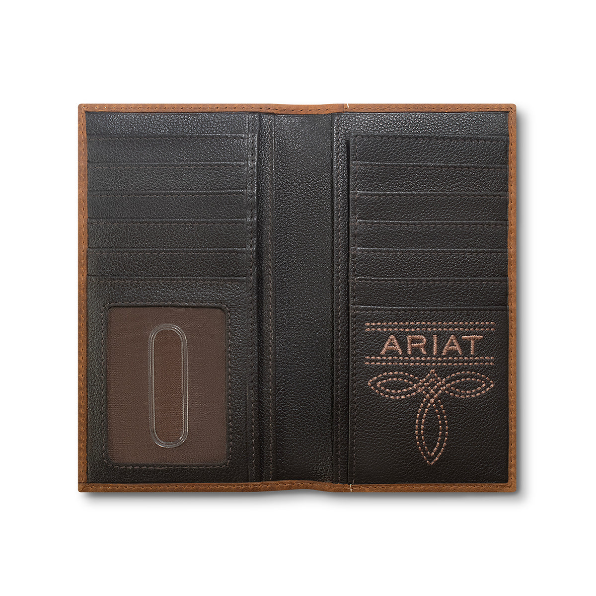 ARIAT RODEO WALLET ARIAT SHIELD EMBOSSED MEDIUM BROWN