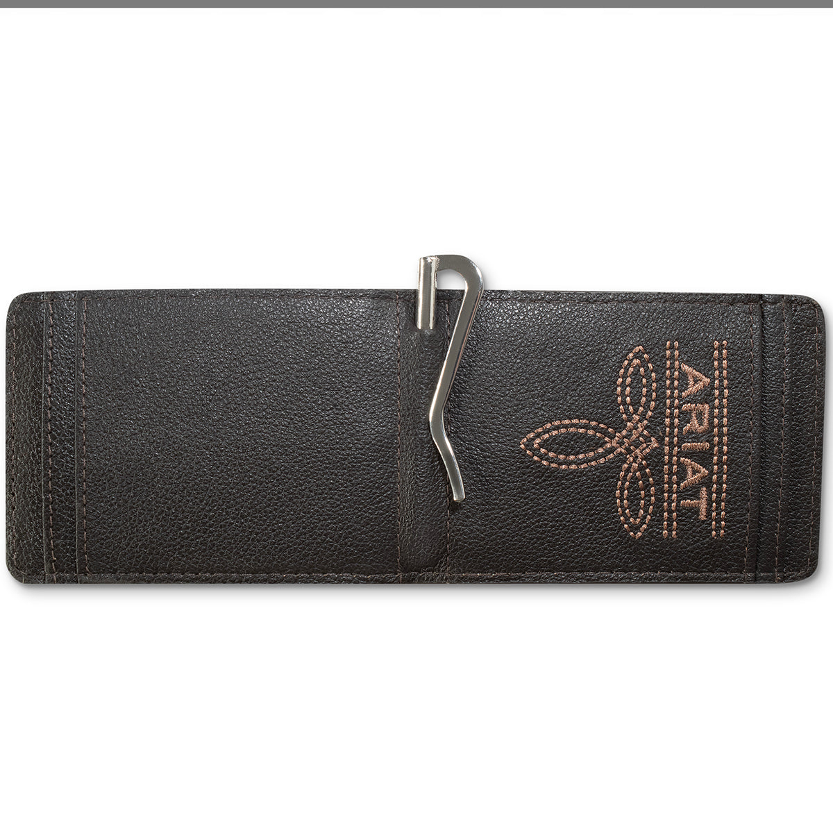 ARIAT MONEY CLIP ARIAT SHIELD EMBOSSED MEDIUM BROWN
