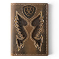 ARIAT MENS TRIFOLD STYLE WALLET BOOT STITCH OVERLAY BROWN