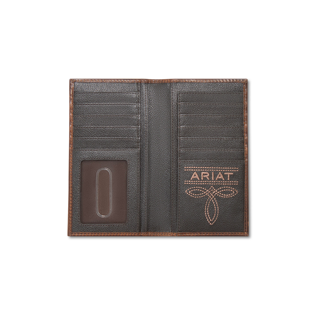 ARIAT RODEO STYLE MENS WALLET PATCH BROWN