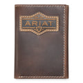 ARIAT TRIFOLD STYLE MENS WALLET PATCH BROWN