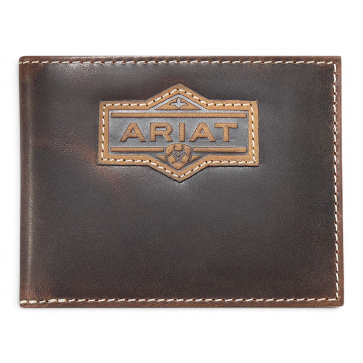 ARIAT BIFOLD PASS CASE STYLE MENS WALLET PATCH BROWN