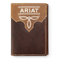 ARIAT TRIFOLD WALLET BOOT STITCH OVERLAY BROWN