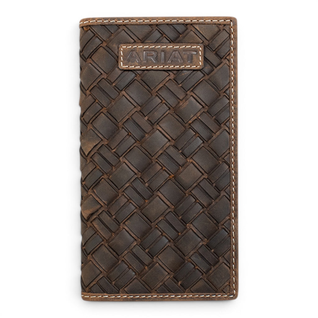 ARIAT RODEO WALLET BASKET WEAVE MEDIUM BROWN