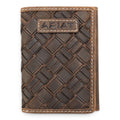 ARIAT TRIFOLD WALLET BASKET WEAVE MEDIUM BROWN