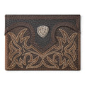 ARIAT BIFOLD WALLET BOOT STITCH SHIELD BROWN