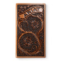 ARIAT MENS RODEO STYLE WALLET FLORAL ARIAT BANNER TAN