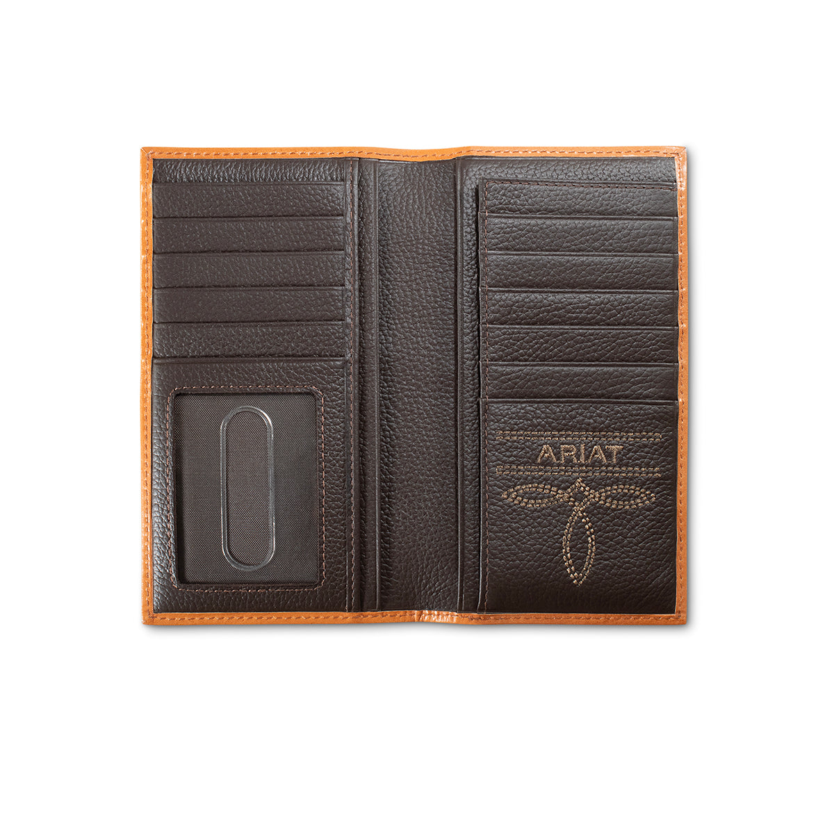 ARIAT MENS RODEO STYLE WALLET FLORAL ARIAT BANNER TAN
