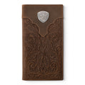 ARIAT RODEO WALLET OVERLAY SCROLL EMBOSSED MEDIUM BROWN