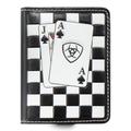 ARIAT BIFOLD FLIP WALLET CHECKERBOARD CARDS BLACK AND WHITE