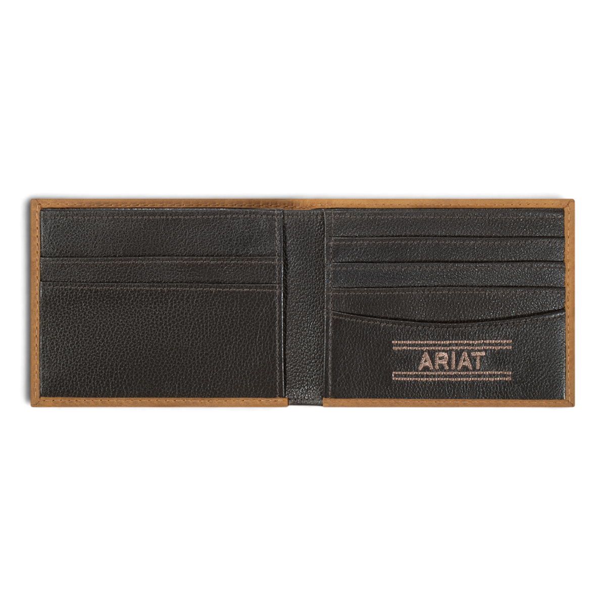 ARIAT BIFOLD FLAG EMBOSSED WALLET MEDIUM BROWN