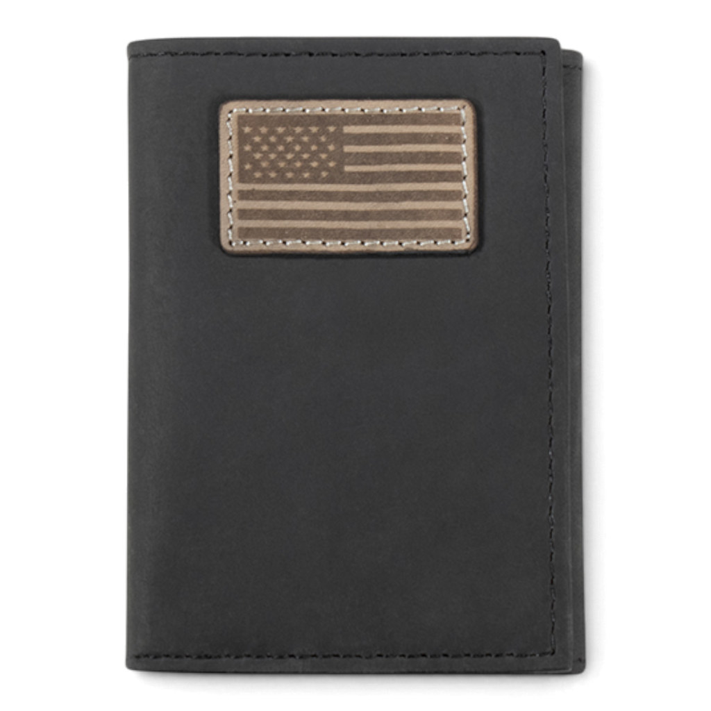 ARIAT TRIFOLD FLAG PATCH WALLET BLACK