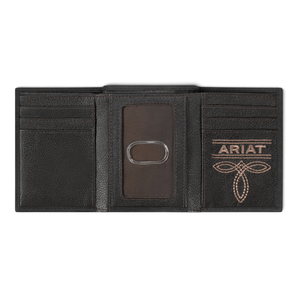 ARIAT TRIFOLD FLAG PATCH WALLET BLACK