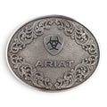 Ariat Men's Oval Silver Logo Belt Buckle with Scroll Edge A37012
