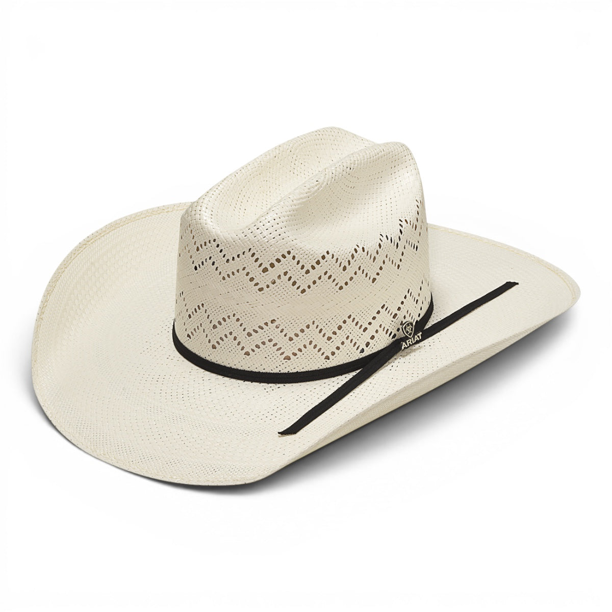 ARIAT 30X Cattleman Crown 2-Cord Black Band Shantung Western Hat, Ivory, 7-1/8