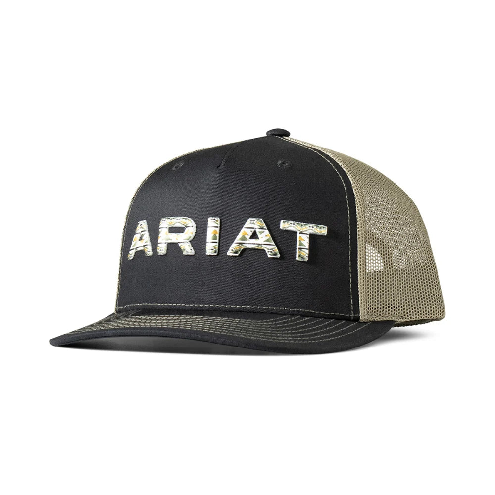 ARIAT MENS CAP EMBROIDERED LOGO BLACK GREEN