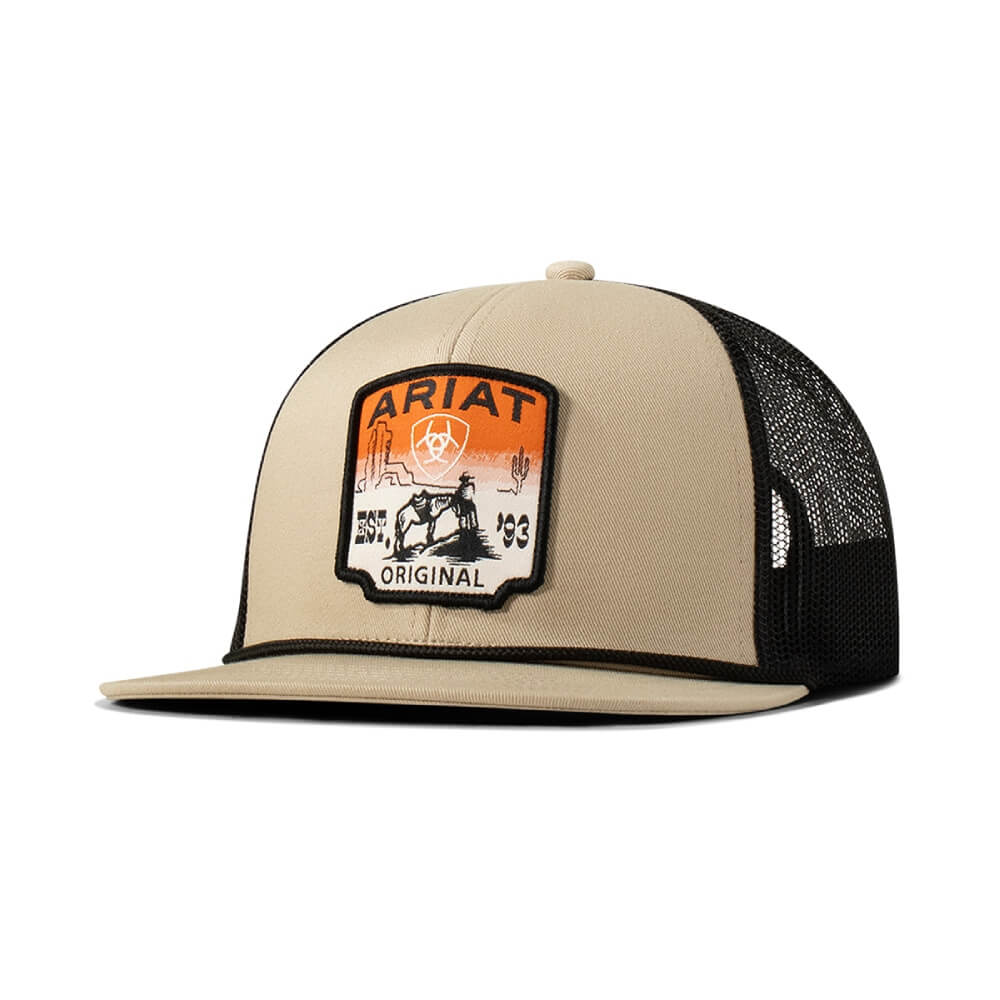 ARIAT MENS CAP DESERT SCENE PATCH KHAKI