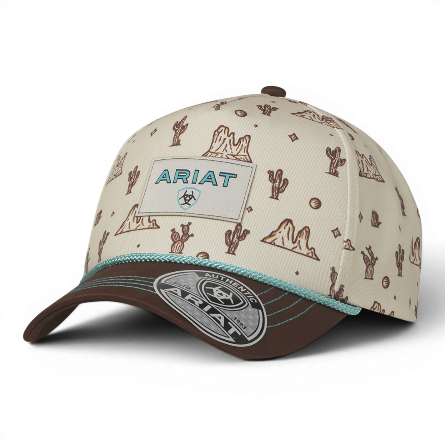 ARIAT LADIES CAP SNAP BACK CACTUS PRINT ROPE TAN