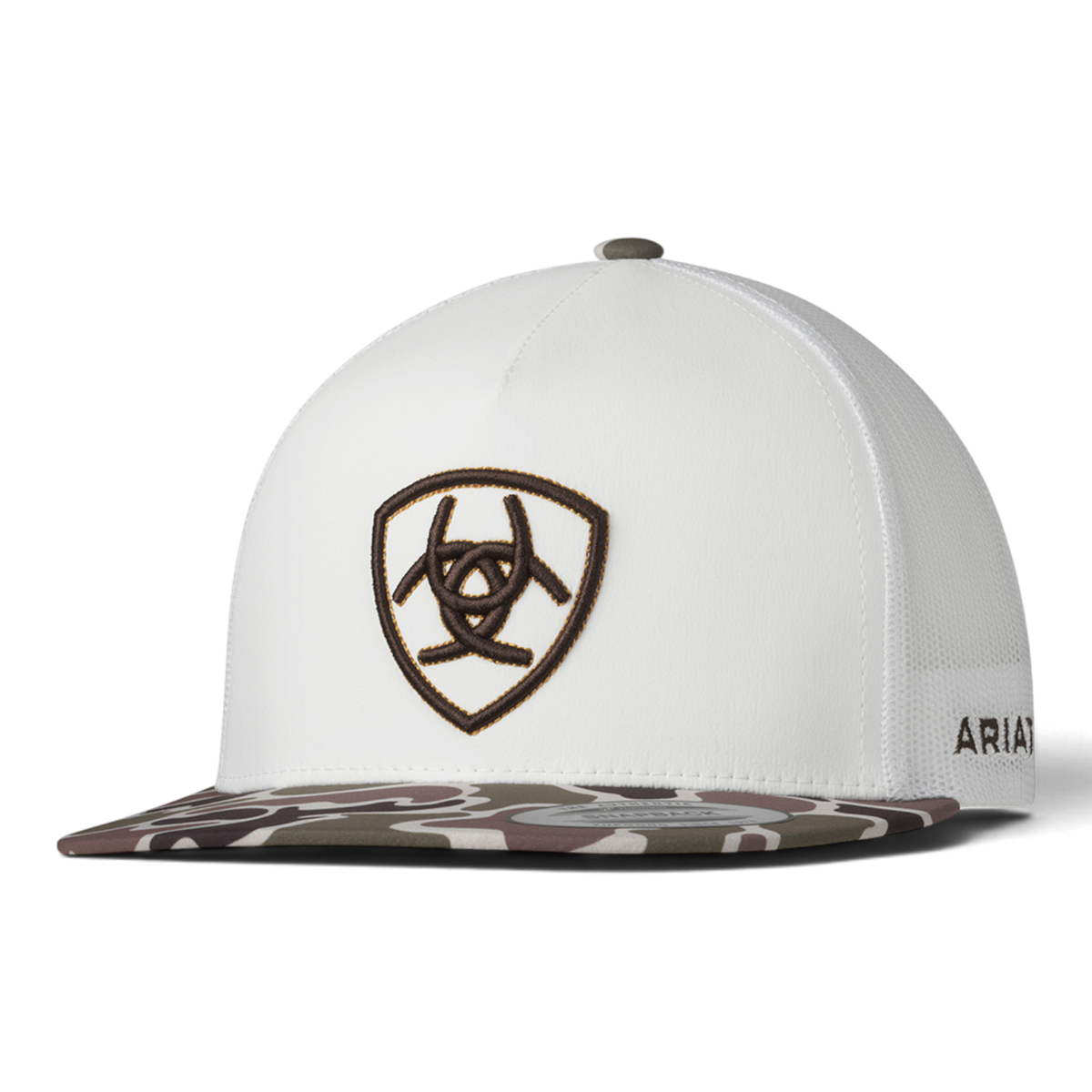 ARIAT MENS CAP SNAP BACK CAMO VISOR WHITE