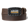ARIAT MENS WORK BELT 1 1/2 DIAMOND PLATE BUCKLE BROWN