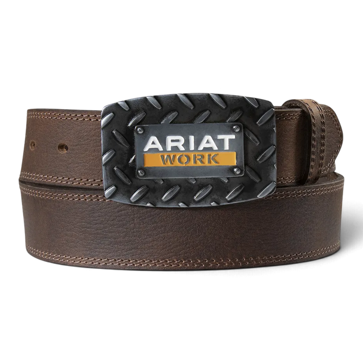 ARIAT MENS WORK BELT 1 1/2 DIAMOND PLATE BUCKLE BROWN