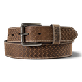 ARIAT MENS WORK BELT 1 1/2 DIAMOND PLATE EMBOSSED MEDIUM BROWN