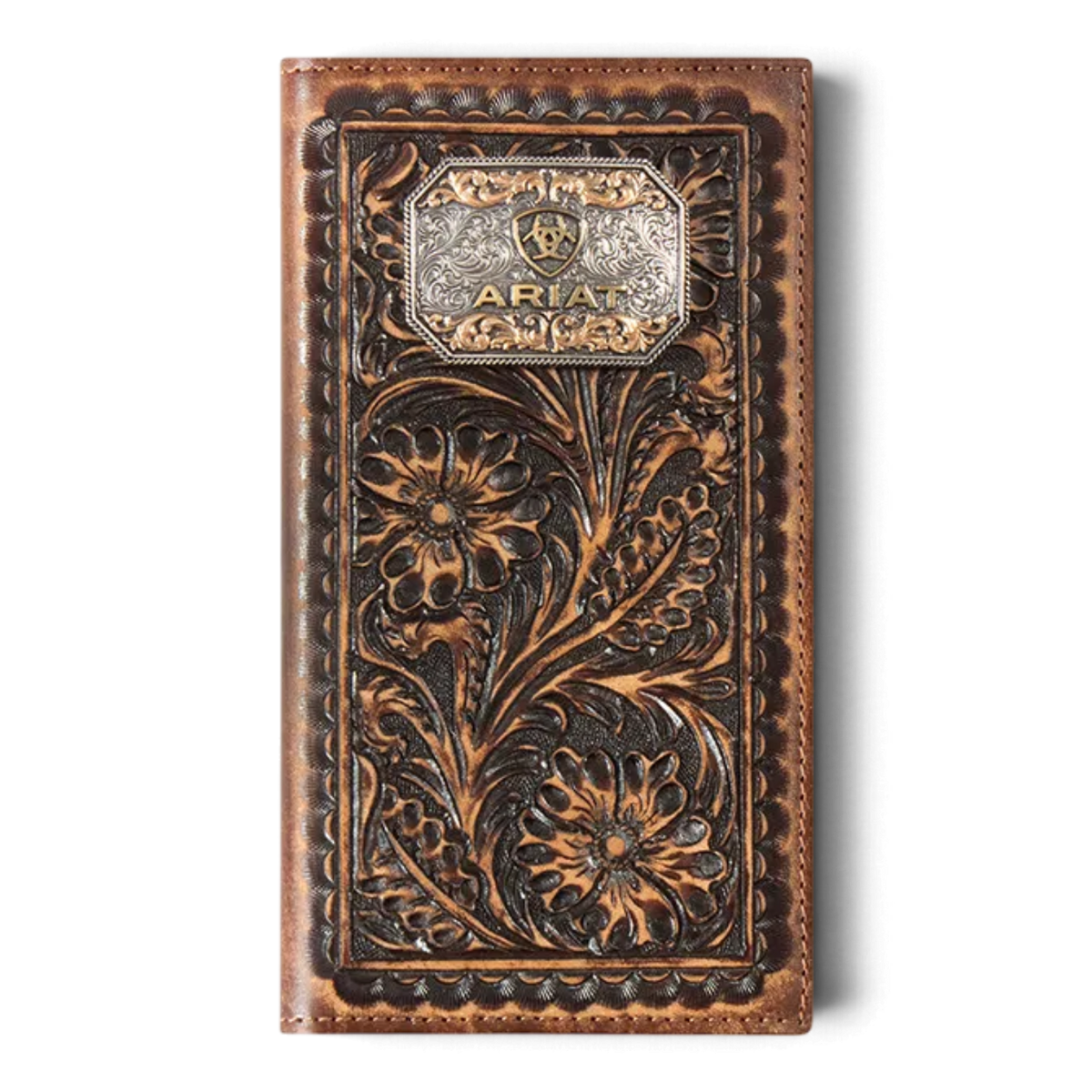 ARIAT RODEO WALLET ARIAT BUCKLE CONCHO BROWN