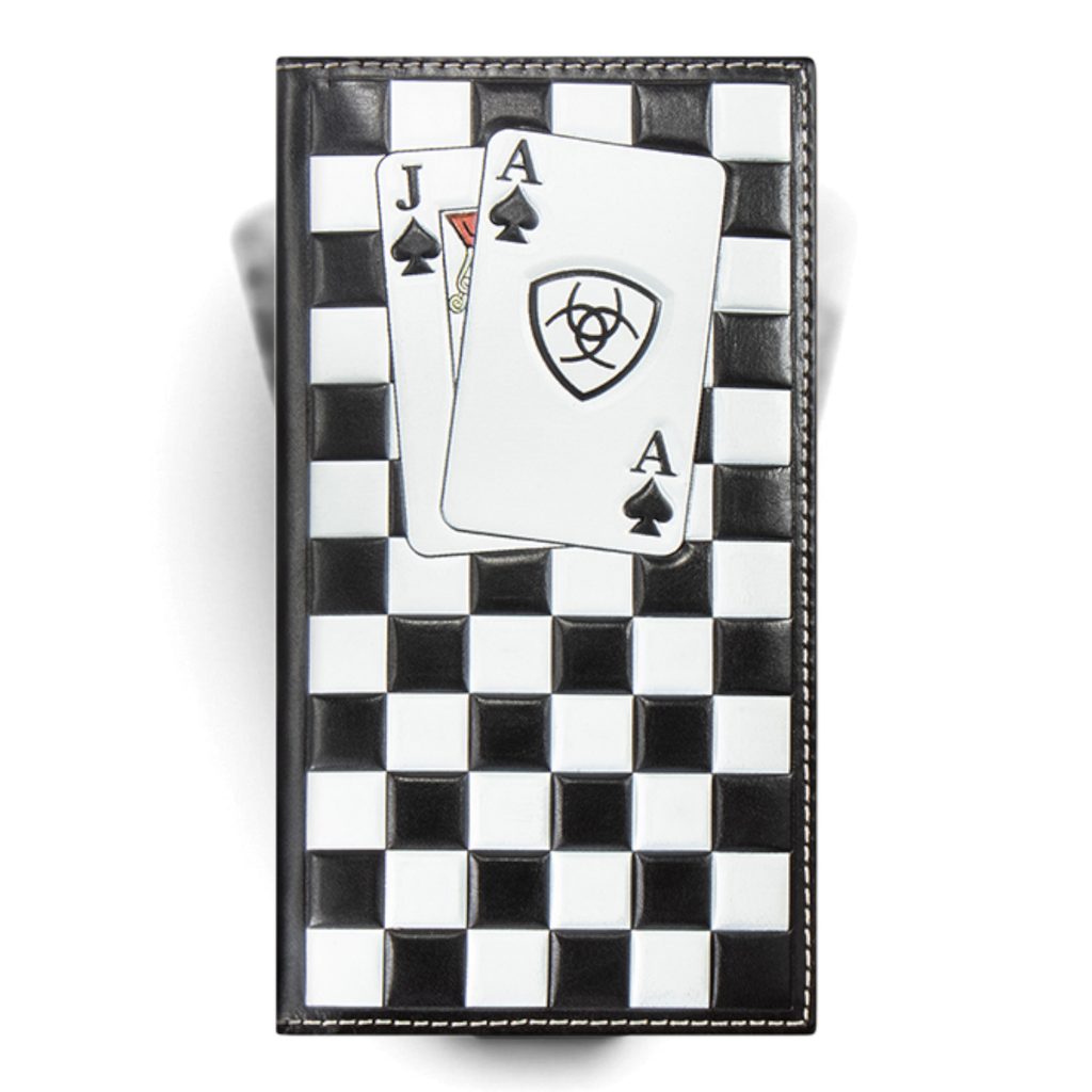 ARIAT RODEO WALLET CHECKERBOARD CARDS BLACK AND WHITE