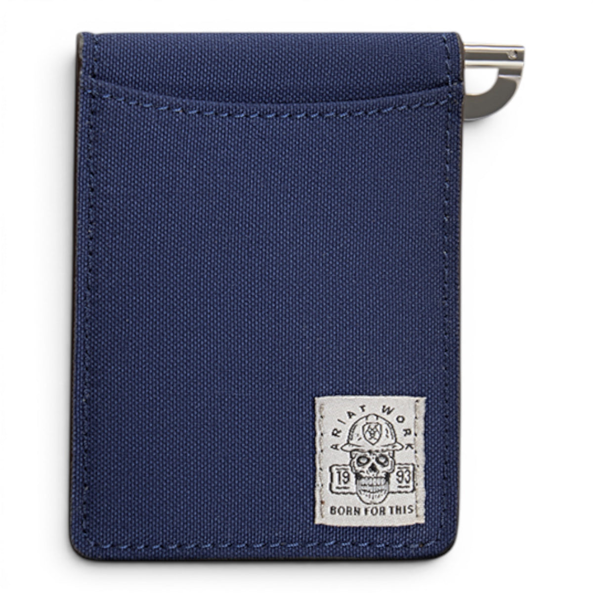 ARIAT WORK MENS BIFOLD MONEY CLIP STYLE WALLET ROUGH NECK BLUE