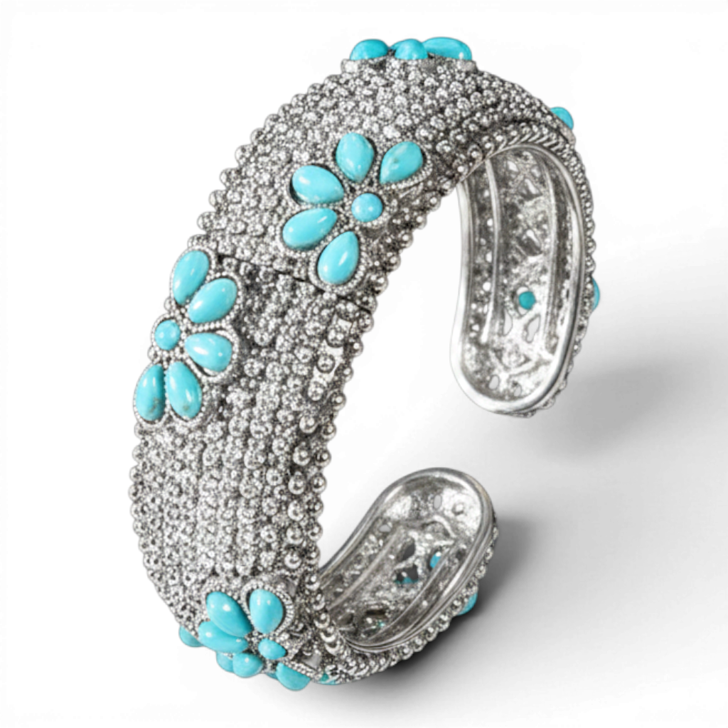 BLAZIN ROXX BRACELET FLOWERS AND BEADS TURQUOISE
