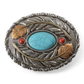 BLAZIN ROXX BUCKLE OVAL TURQUOISE STONE FEATHER