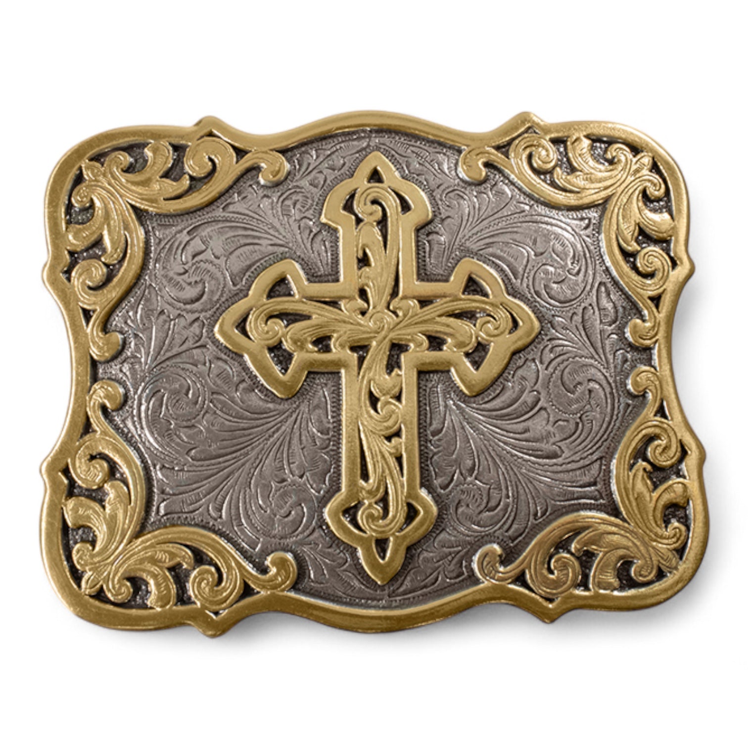 BLAZIN ROXX BUCKLE RECTANGLE CROSS FILIGREE