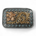 BLAZIN ROXX BUCKLE RECTANGLE FLOWER TURQUOISE