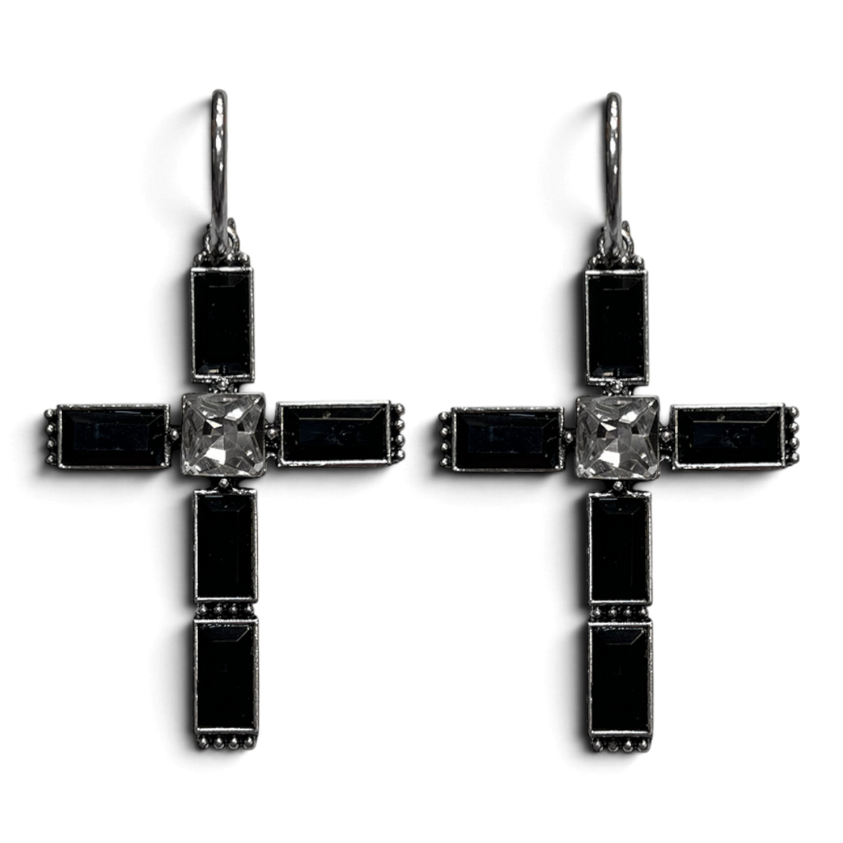BLAZIN ROXX EARRINGS BLACK STONE CROSS