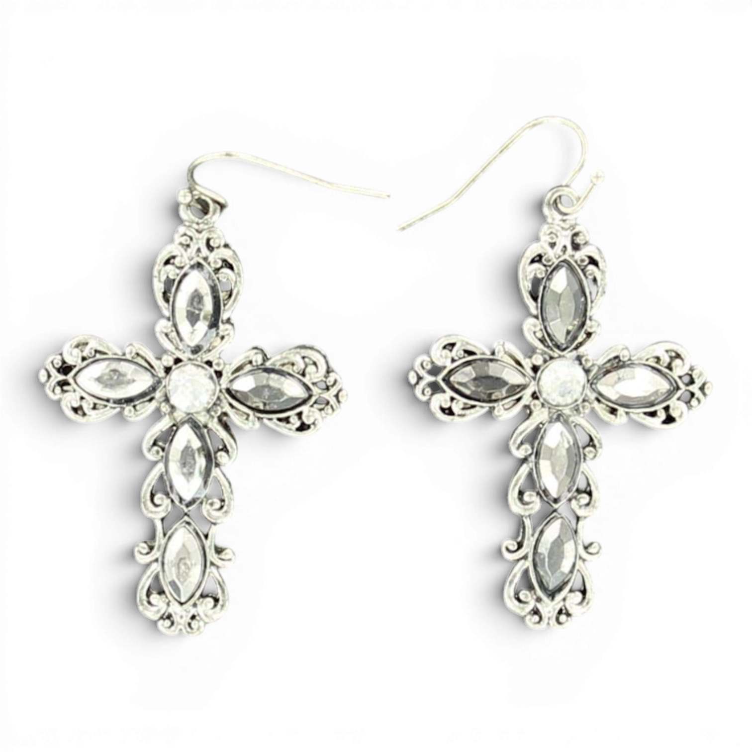 BLAZIN ROXX EARRINGS HEMATITE CROSS DROP EARRINGS
