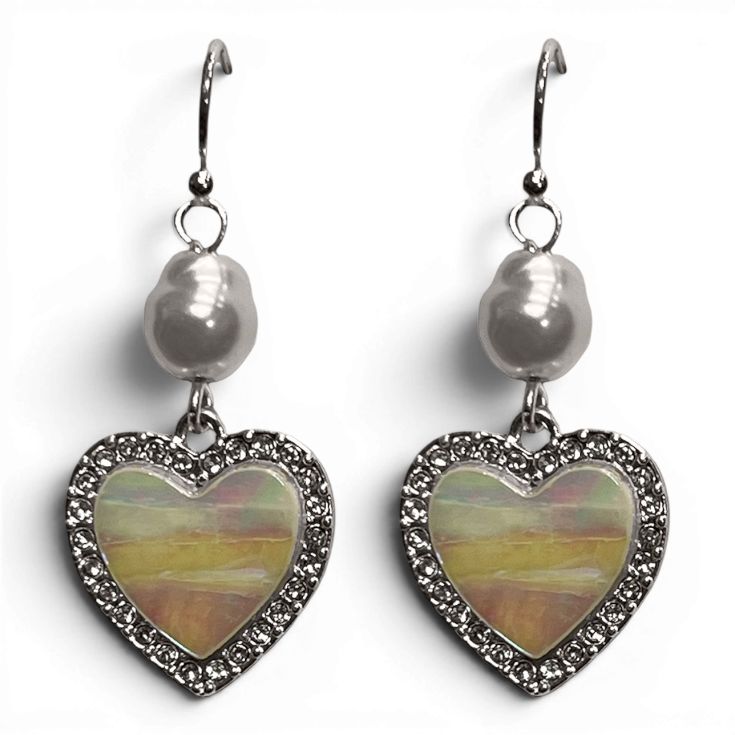 BLAZIN ROXX EARRINGS OPAL HEARTS SILVER