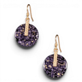 BLAZIN ROXX EARRINGS ROUND GLITTLER PURPLE