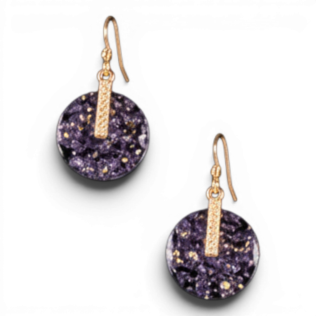 BLAZIN ROXX EARRINGS ROUND GLITTLER PURPLE
