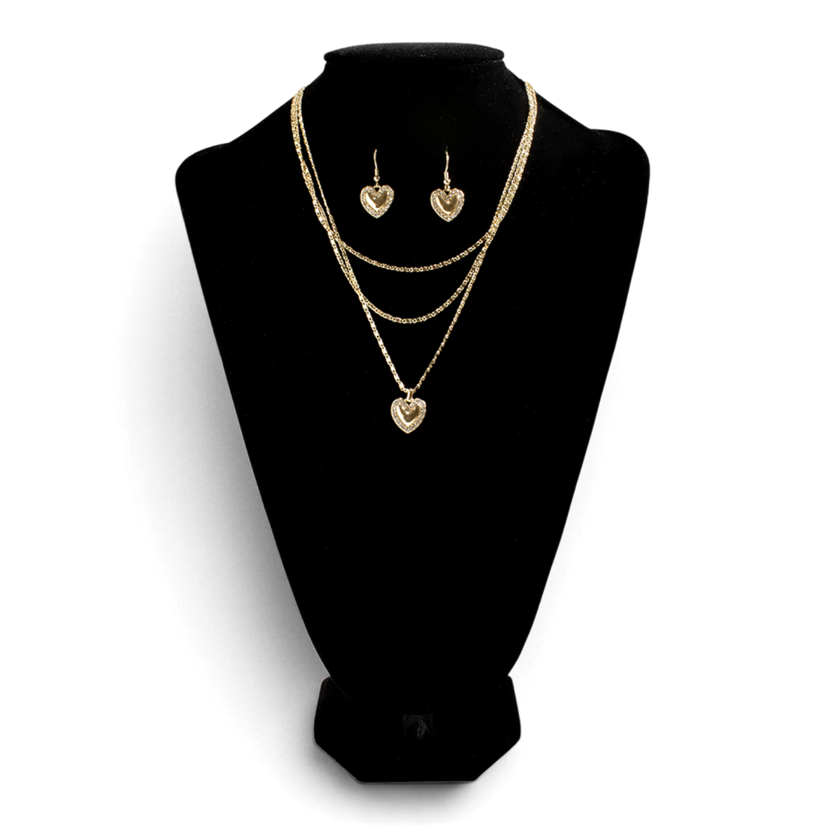BLAZIN ROXX NECKLACE AND EARRINGS SET 3 STRAND HEART