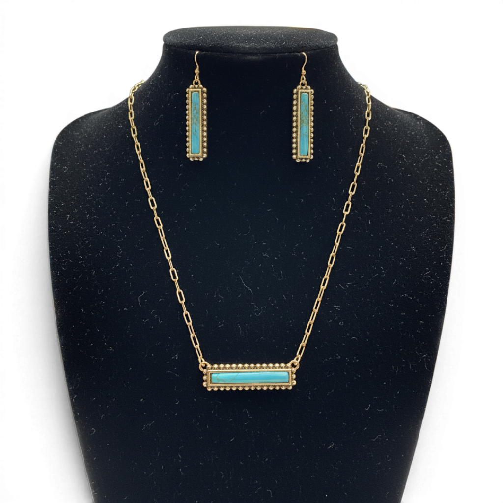 BLAZIN ROXX NECKLACE AND EARRINGS SET TURQUOISE