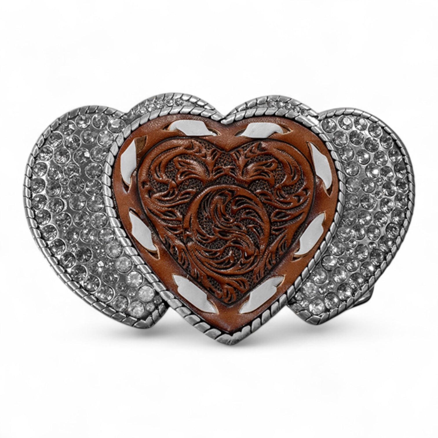 BLAZIN ROXX WOMENS BUCKLE 3 HEARTS LEATHER INLAY